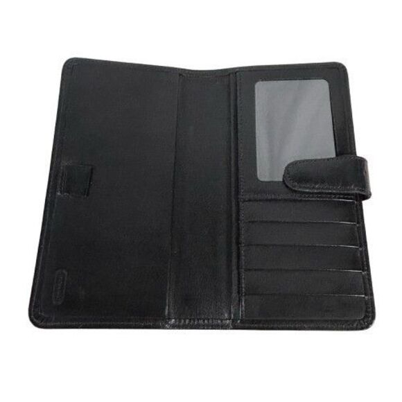 Vintage Coach Water Buffalo Slim Tab Wallet Checkbook Credit Card Black Leather - Picture 13 of 13